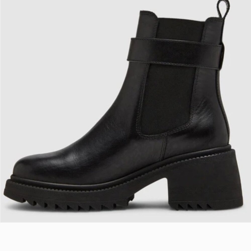 STEVE MADDEN BLACK LEATHER GATES WOMEN'S BOOT SZ 10 NWOT NWOB - Picture 4 of 11